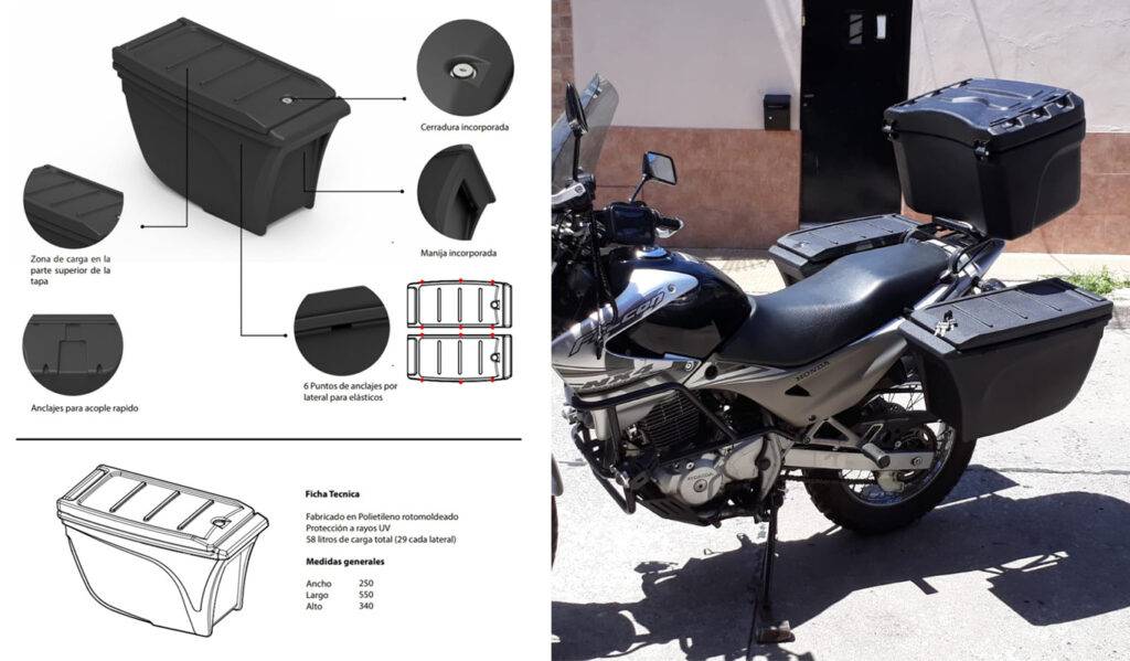 Modelo Valija de moto 29 Lts. - 4 Elementos Equipamientos