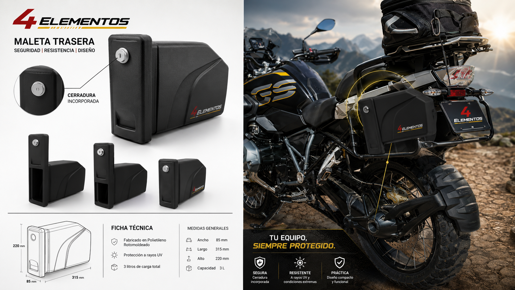 Caja porta herramientas instalada en moto