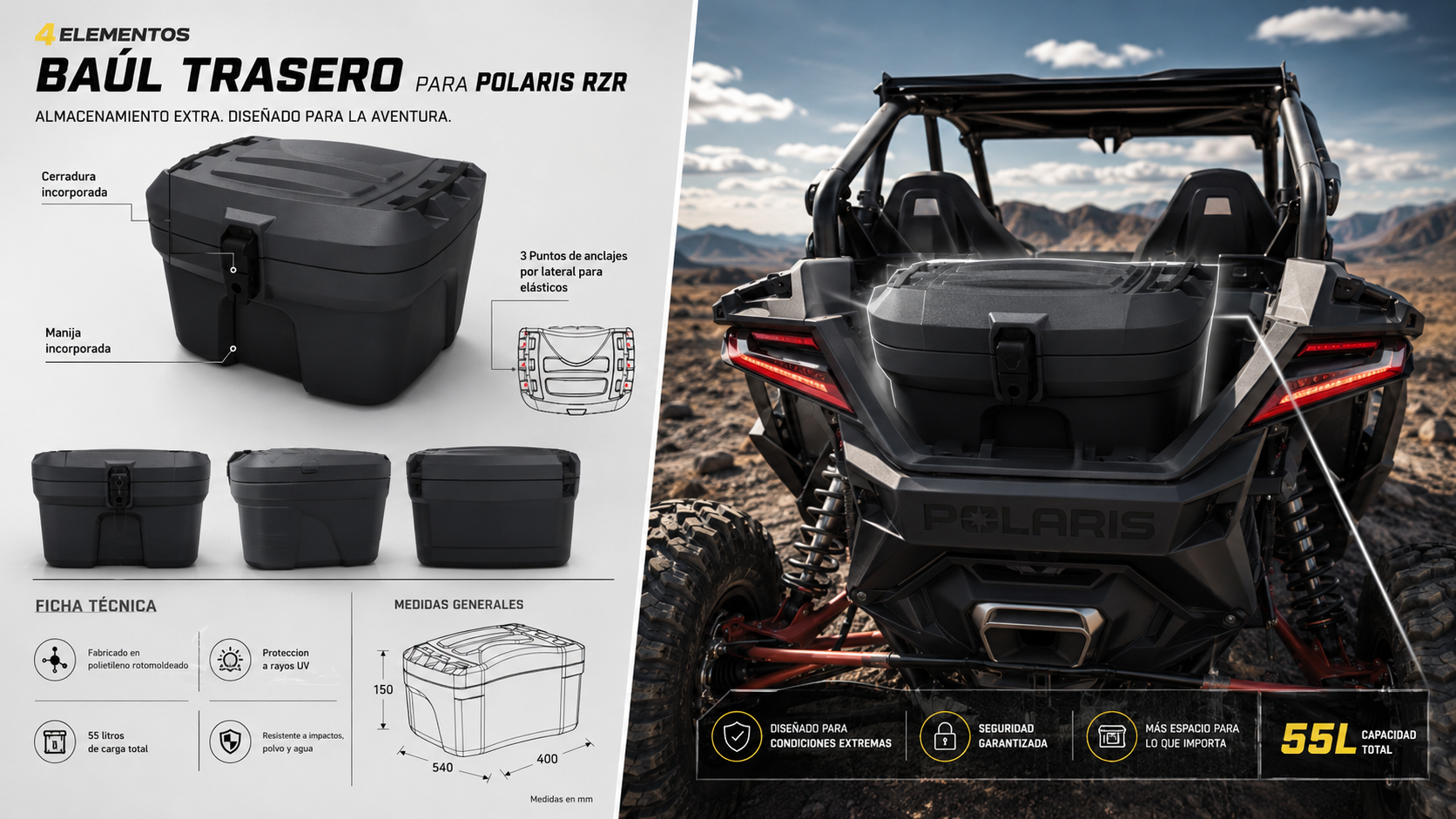 Ficha e instalación de Baúl RZR